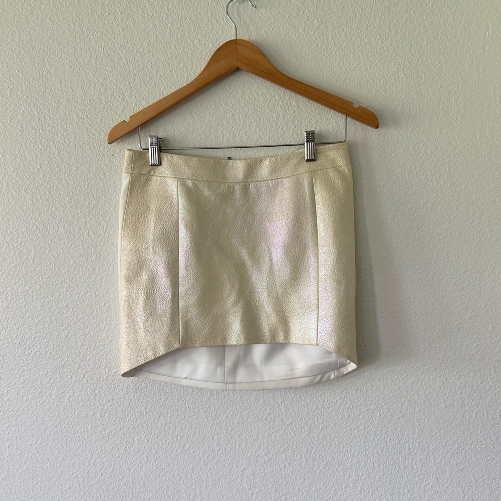 Michelle Mason Two Toned Metallic Lambskin Mini Skirt